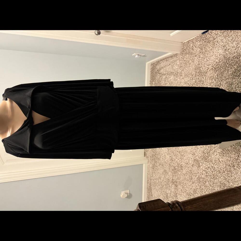 Avenue Elegant Black Evening Dress - Chic Wrap Style Size 22-24